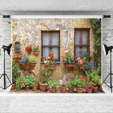 Amazon.com : EOA 7(W) x5(H) FT Italian Tuscan Street Old Wall Flower Backdrop for Photography Italy Old City Town Medieval Architecture Summer Background for Wedding Birthday Grand Events Photo Booth Props : Electronics Background For Wedding, Italian Themed Parties, Photography Italy, Christmas Photography Backdrops, Medieval Architecture, Architecture Background, Wood Backdrop, Summer Backgrounds, Christmas Photography