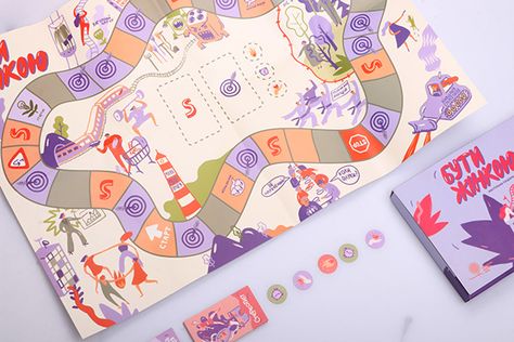 Board game "To be a Woman" on Behance Magic Board Game, Board Game Branding, Pretty Board Games, Creative Board Game Design, Board Game Design Inspiration, Board Game Design Illustration, Board Game Box Design, Board Game Graphic Design, Game Instructions Design