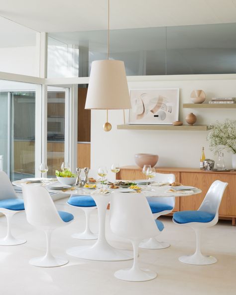 Design Within Reach (@designwithinreach) • Instagram photos and videos Interior Design Transitional Style, Mid Century House Interior, Tulip Chair Saarinen, Tulip Chair, Tulip Table, Pedestal Table, Furniture Dining Chairs, Design Within Reach, Indoor Air Quality