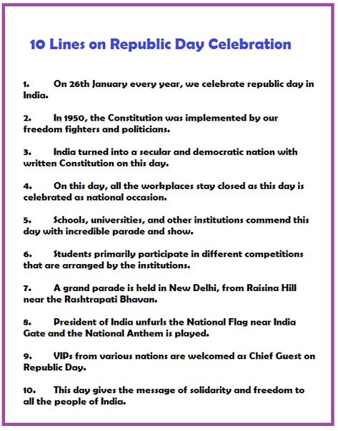 10 Lines on Republic Day Celebration for Students and Children in English 26 January Speech, Lines On Republic Day, Essay On Republic Day, Republic Day Speech, National Festival, Indian Constitution, Front Page Design, 26 January, Festivals Of India