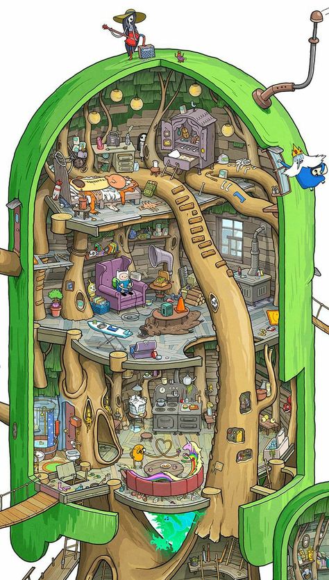 Adveture Time, Land Of Ooo, Tree Fort, Adventure Time Wallpaper, House Cartoon, Adventure Time Cartoon, Adventure Time Finn, Image Swag, Isometric Art