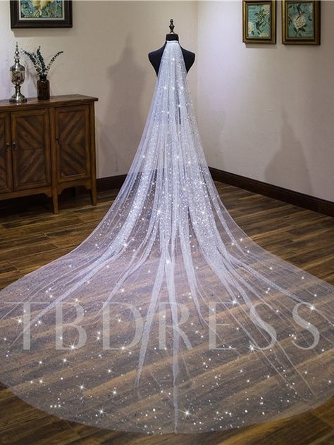 Star Sequins Tulle Cathedral Wedding Veil Cathedral Bridal Veils, Long Veil Wedding, Cathedral Wedding Veils, Bride Veil, Wedding Crashers, Cathedral Wedding, Wedding Veils Lace, Sequin Wedding, Cathedral Veil