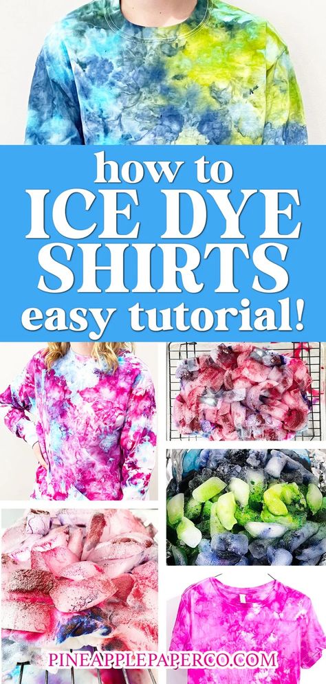 How To Ice Dye Fabric, Tie Dye With Sublimation, Homemade Tye Dye Recipe, How To Mix Rit Dye For Tie Dye, Diy Tye Dye Shirts Quick, Tye Dye With Ice, Tie Dye With Ice Cubes, How To Make Tie Dye, Tye Dye Ice Technique