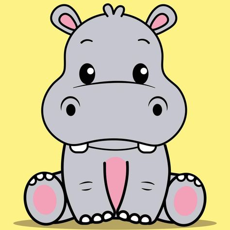 Cute Baby Hippo, Kawaii Hippopotamus Sitting Cartoon Hippo Cute, How To Draw A Hippo Easy, Hippo Drawing Cute, Easy Hippo Drawing, Cartoon Hippo Drawing, Baby Hippo Drawing, Hippo Drawing Simple, Cute Hippo Drawing, Hippo Doodle