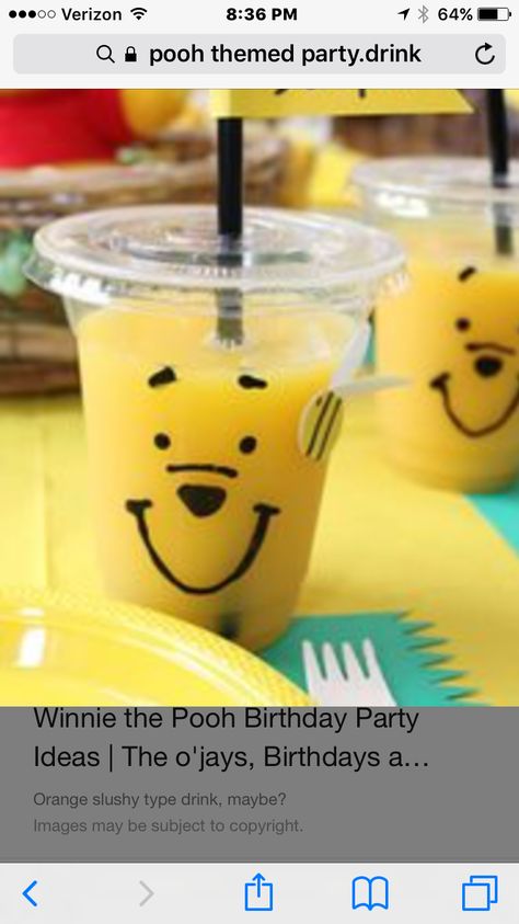 Pooh bear Winnie The Pooh Birthday Party Activities, Winnie The Pooh Birthday Party Diy, Pooh Food Ideas, Winnie The Pooh Punch, Pooh Themed Baby Shower Ideas, Winnie The Pooh Birthday Party Ideas, Winnie The Pooh Food Ideas, Tigger Birthday Party, Winnie Pooh Birthday Party