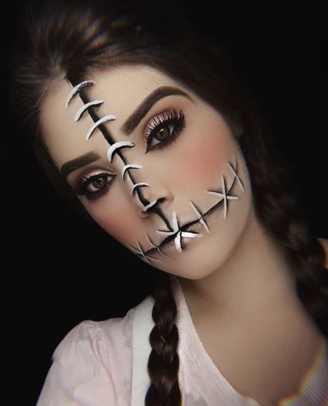 Simple Halloween Face Paint For Women, Easy Halloween Face Paint For Women, Halloween Makeup Leicht, Maquillaje Halloween Infantil, Nem Halloween Makeup, Halloween Makeup Ideas For Women, Holloween Makeup, Creepy Halloween Makeup, Halloween Makeup Diy