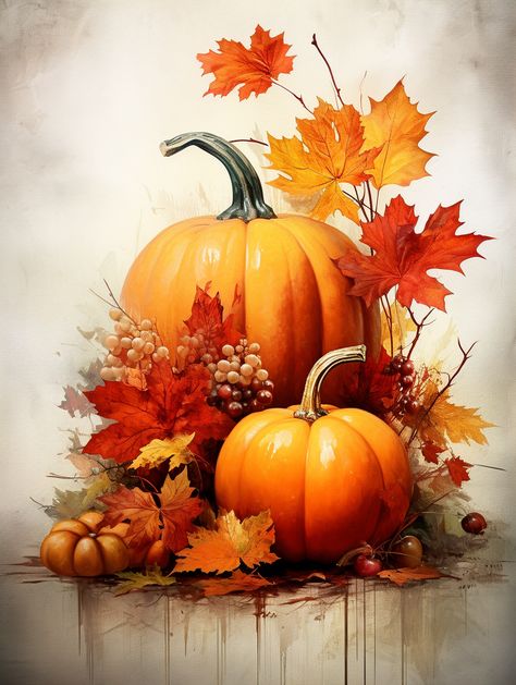 Embrace the cozy atmosphere of autumn with a captivating pumpkin poster that captures the essence of the season. 🎃🍁 This artwork celebrates the warm and inviting vibes of fall, featuring a charming pumpkin and the rustic beauty of maple leaves. #PumpkinPoster #FallVibes #AutumnArt #CozyDecor #SeasonalCharm #GalleryWorthy #ArtisticElegance #AutumnMagic #Halloween #ArtisticMasterpiece #MapleLeaves #PumpkinArt Fall Clip Art, Halloween Artwork, Lovely Flowers Wallpaper, Watercolor Pumpkins, Autumn Scenes, Fall Watercolor, Pumpkin Art, Decoupage Vintage, Fruit Painting