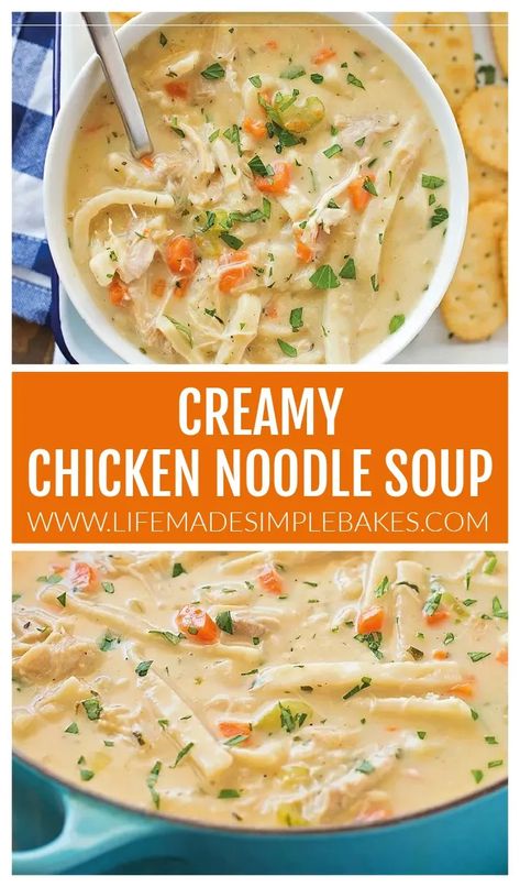 Lazy Chicken Noodle Soup, Chicken Noodle Soup With Cream Cheese, Dairy Free Creamy Chicken Noodle Soup, Crockpot Chicken Noodle Soup With Frozen Noodles, Creamy Chicken Noodle Soup Pioneer Woman, Simple Homemade Chicken Noodle Soup, Southern Style Chicken Noodle Soup, Leftover Chicken Noodle Soup Ideas, Crockpot Chicken Noodle Soup With Reames Noodles