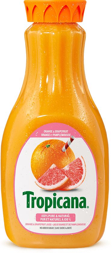 Tropicana® 100 % Pure Orange & Grapefruit Juice | Tropicana.ca Tangerine Juice, Calcium Vitamins, Grapefruit Juice, Natural Juices, Healthy Juices, Drink Milk, Good Health, Vitamin D, Recipe Collection