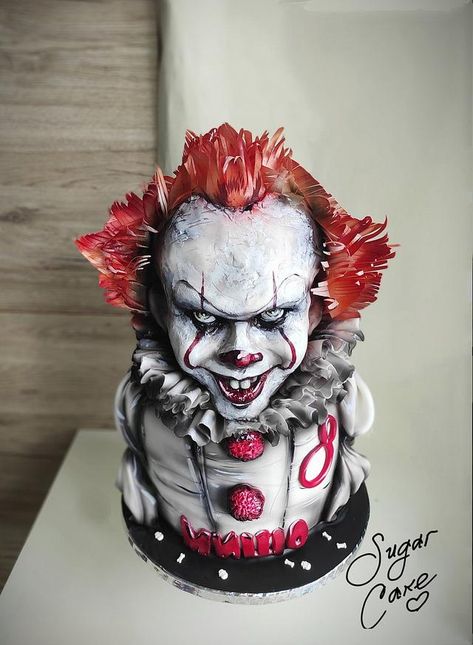 Pennywise - Cake by Tanya Shengarova - CakesDecor Pennywise Cake, Joker Cake, Horror Cake, Pastel Rectangular, Airbrush Cake, Scary Cakes, It Cake, Sweets Ideas, Marvel Cake