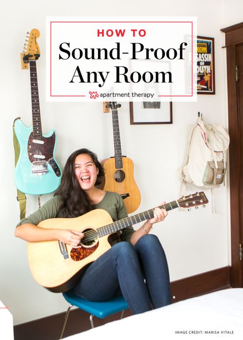 Soundproof Your Rental Bedroom in Under 10 Minutes | Apartment Therapy Soundproof Room Diy, Rental Bedroom, Small Apartment Therapy, Trendy Music, Soundproof Room, Air Conditioning Unit, College Apartment, Magic School, Therapy Ideas