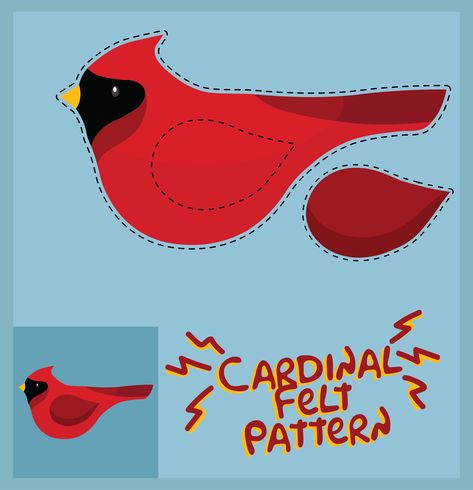 Cardinal Bird Felt Patterns Free Cardinal Felt Ornament Pattern, Felt Partridge Pattern, Cardinal Stuffed Animal, Free Felt Bird Patterns, Stuffed Cardinal Pattern, Cardinal Felt Pattern, Free Printable Felt Christmas Ornament Patterns, Free Cardinal Printable, Felt Christmas Ornaments Free Patterns