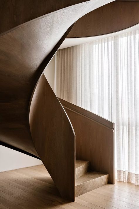 Types Of Stairs, Contemporary Staircase, Living Etc, Wooden Staircases, Spiral Stairs, Curved Staircase, Interiors Magazine, Spiral Staircase, Staircase Design