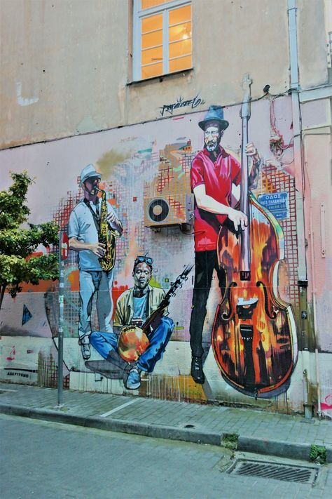 Athens Street Art and the Rise of a New Culture: A Photo Journey — Truevoyagers Psyri Athens, Europe Honeymoon, Greece Honeymoon, Art Musical, Urban Street Art, Sand Sculptures, Murals Street Art, Graffiti Murals, French Girls