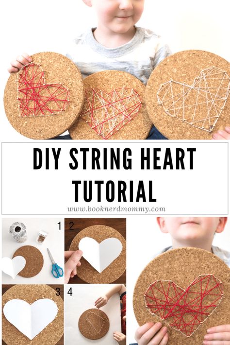 Valentine Crafts For Adults Diy, Diy For Him, String Heart, String Art Heart, Teen Crafts, Nail String, Cork Boards, Nail String Art, String Crafts