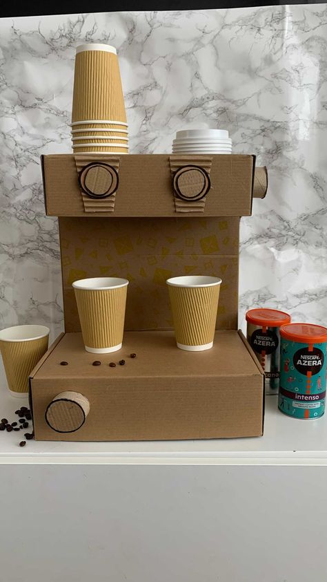 Cardboard Coffee Machine, Cardboard Creations, Felt Food Diy, Diy Preschool, Cardboard Crafts Diy, My Sister In Law, Montessori Toddler Activities, Cardboard Box Crafts, Homeschool Crafts