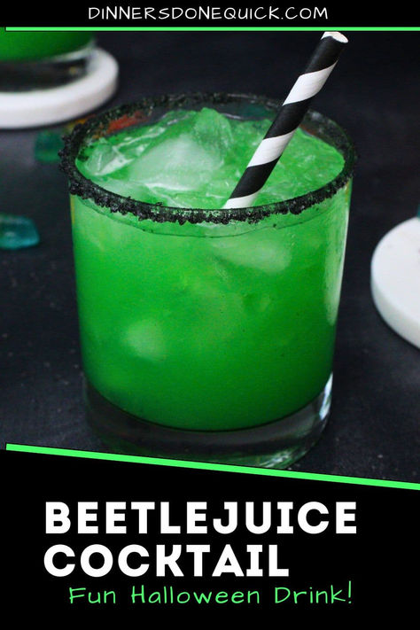 Summon the "Ghost with the Most" with this vibrant green Beetlejuice Cocktail! Perfect for Halloween parties or a themed movie night, this eerie drink combines flavors that will awaken your taste buds and your love for all things ghoulish. With a striking color and easy-to-make recipe, it’s sure to be the star of your Halloween festivities. Mix up some fun with this Beetlejuice-inspired drink, and don’t forget to chant his name three times! 🎃 #HalloweenCocktails #BeetlejuiceDrink #SpookySips Diy Halloween Drinks Alcohol, Green Cocktail Punch, Mixed Drinks Halloween, Halloween Night Food Ideas, Halloween Shots Easy, Green Themed Alcoholic Drink, Halloween Drinks Alcohol Large Batch, Halloween Drinks Alcoholic, Halloween Easy Alcoholic Drinks