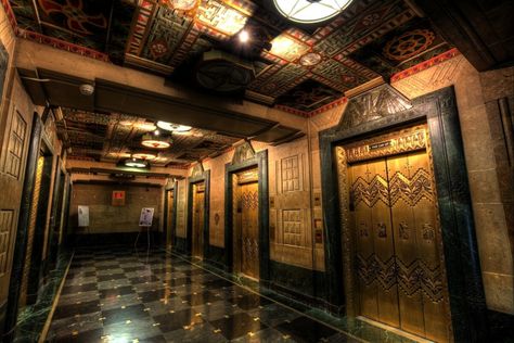 Art Deco Elevator, Art Deco Hallway, Buffalo City, Deco Interiors, Elevator Lobby, Elevator Design, Art Deco Bar, Deco Architecture, Art Deco Sculpture