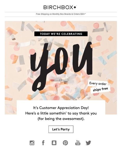 Edm Newsletter design Appreciation Email, Happy Birthday Email, Customer Appreciation Day, Email Advertising, Birthday Email, Email Layout, Newsletter Layout, Email Marketing Inspiration, Email Marketing Design Inspiration