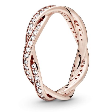 PANDORA Jewelry Twist of Fate Cubic Zirconia (As an Amazon Associate I earn from qualifying purchases) Pandora Rings Stacked, Rings Stacked, Gold Ring For Women, Pandora Rose, Luxury Jewelry Brands, Rose Gold Crystal, Braided Ring, Wedding Rings Rose Gold, Pandora Rings