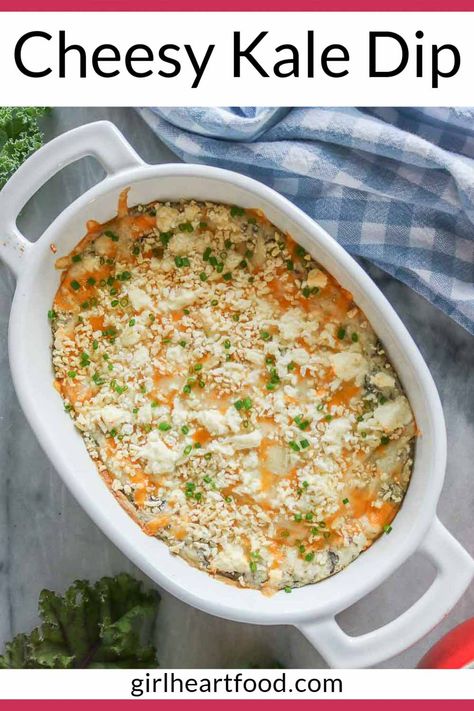 Creamy and savoury, this cheesy kale dip uses simple ingredients and is a cinch to put together. Once you give this cream cheese veggie dip a try, you'll want to make it on repeat, it's that delicious! Kale Dip Cream Cheese, Cream Cheese Veggie Dip, Kale Dip, Creamed Kale, Cream Cheese Appetizer, Comfort Dinner, Quick Breakfast Recipes, Veggie Dip, Heart Food