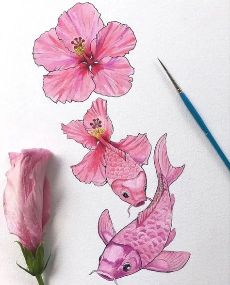 Noel Badges Pugh, Metamorphosis Art, Piskel Art, Arte Sketchbook, Art Inspiration Painting, Painting Art Projects, Sketchbook Art Inspiration, Koi Fish, A Drawing