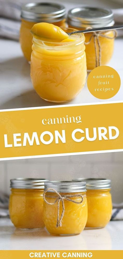 Discover the joys of canning lemon curd, a standout in canning fruit recipes. This water bath canning method preserves the luscious flavors of lemons right on your pantry shelf. Perfect as a spread straight out of the jar, lemon curd also enhances a variety of desserts, from cookies to tarts, and even as a topping for ice cream. Explore more home canning recipes, water bath canning recipes, and canning food preservation tips at creativecanning.com Dessert Canning Recipes, Canning Lemon Curd Recipe, Canned Lemon Curd, Canning Lemon Juice Concentrate, Water Bath Recipes, Water Canning Recipes, Food Preservation Recipes, Recipes For Lemons, Canning Recipes Water Bath