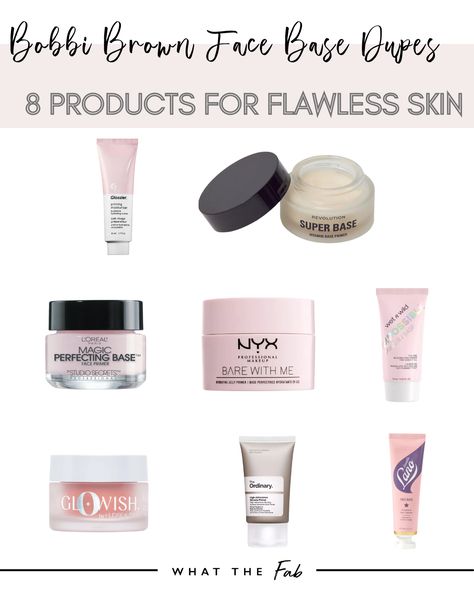 8 Bobbi Brown Face Base dupes for flawless skin Bobbi Brown Moisturizer, Silicone Primer, Bobbie Brown, Face Balm, Date Night Makeup, Face Base, Bobbi Brown Makeup, Skin Foundation, Face Primer