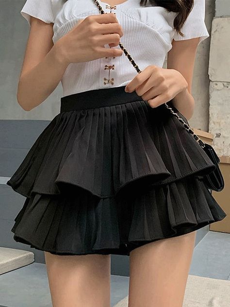 Harajuku Skirt, Preppy Girl Style, Streetwear Skirt, Rok Outfit, Nature Dress, Bandage Skirt, White Mini Skirt, Skirt Shorts, High Waist Skirt