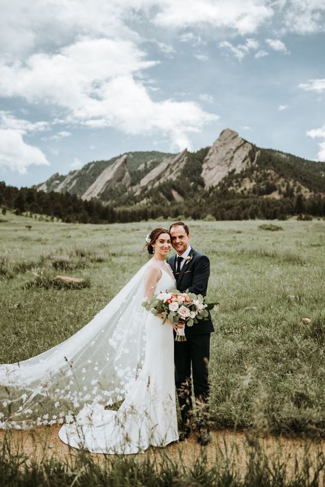 Boulder Colorado Wedding, Colorado Summer Wedding, Floral Cape, Boulder Wedding, Orange Color Palette, Colorado Summer, White Bridal Dresses, Advice For Bride, Outdoor Wedding Photography