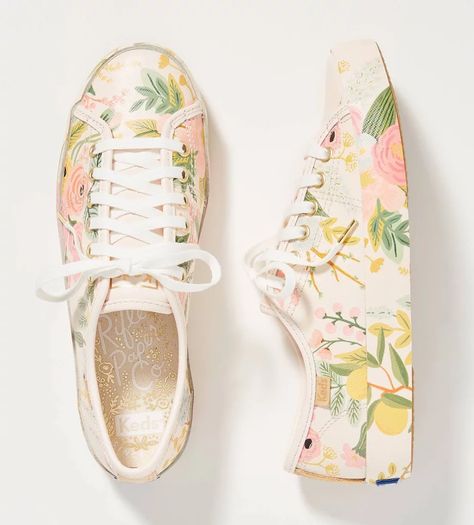 Keds x Rifle Paper Co. Floral Sneakers 2020 Glam Shoes, Champion Sneakers, Floral Sneakers, Spring Sneakers, Looks Party, 자수 디자인, Empower Women, Iconic Style, Painted Shoes