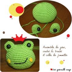 Grenouille : patron | Une grenouille rouge Yarn Dolls, Crochet Bunny Pattern, Crochet Frog, Crochet Mouse, Comme Si, Crochet Bunny, Love Crochet, Crochet For Kids, Easy Crochet Patterns