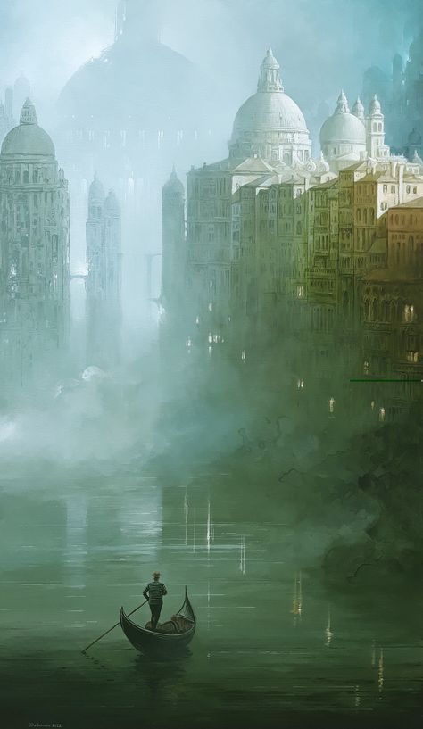 ArtStation - Venice variation Venice Fantasy Art, Fantasy Venice, Fantasy Cities, Venice City, Shadow Dragon, Fantasy City, Black Water, Game Inspiration, Fantasy Concept Art