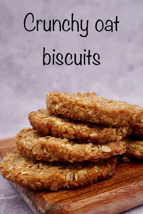 Different Biscuit Recipes, Easy Healthy Biscuit Recipe, Baking Recipes Biscuits, Easy Crunchies Recipe, Crunchy Oats Cookies, Easy Oat Biscuit Recipe, Crunchy Oat Cookies, Easy Oats Cookies, Oats Biscuits Recipe Healthy