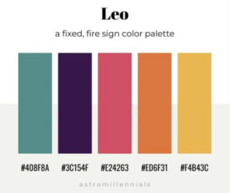 Leo Colour Palette, Leo Zodiac Color Palette, Astrology Color Palette, Leo Color Palette, Zodiac Color Palette, Zodiac Sign Colors Palette, Zodiac Signs Colors, Zodiac Cards, Power Colors