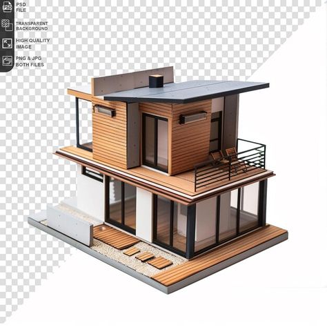 PSD modern house isolated on transparent... | Premium Psd #Freepik #psd Modern House Model, Isometric Home Design, House Model Architecture, Miniature Building, Isometric Drawing House, Sims Modern House, Isometric House, 3d Building Design, Low Poly House 3d