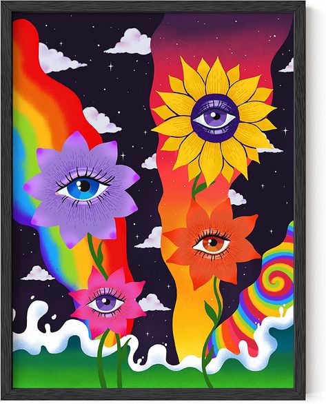 CUTE TRIPPY POSTER FOR ROOM AESTHETIC Trippy Posters, Haus And Hues, Trippy Wall Art, Hippie Posters, Trippy Wall, Poster Aesthetic, Dorm Posters, Aesthetic Poster, Painting Accessories