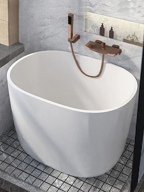 Bathtub Small Apartment Acrylic Internet Celebrity Mini Deep Bubble Japanese Household Independent Movable Constant - AliExpress Small Freestanding Bathtub, Japanese Bathroom Small, Small Freestanding Tub, Small Soaking Tub, Japanese Bathrooms, Bath Freestanding, Corner Soaking Tub, Bathtub Dimensions, Mini Bathtub