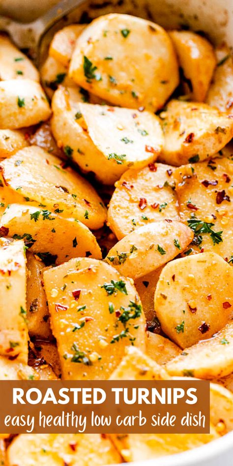 Roasted Turnips, Turnip Recipes, Roasted Vegetable Recipes, Low Carb Side Dishes, Turnips, Veggie Side Dishes, Veggie Sides, Veggie Dishes, Roasted Veggies