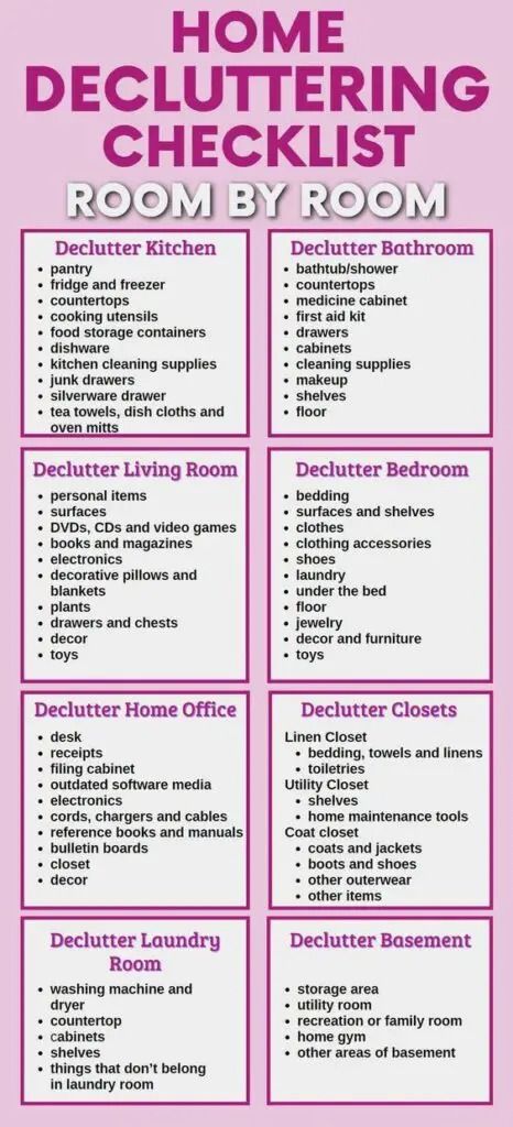 Organisation, Declutter Your Home Checklist, Storage Ideas Bathroom, Room Declutter, Decluttering Checklist, Home Checklist, Things To Declutter, Home Decluttering, Deep Cleaning Checklist