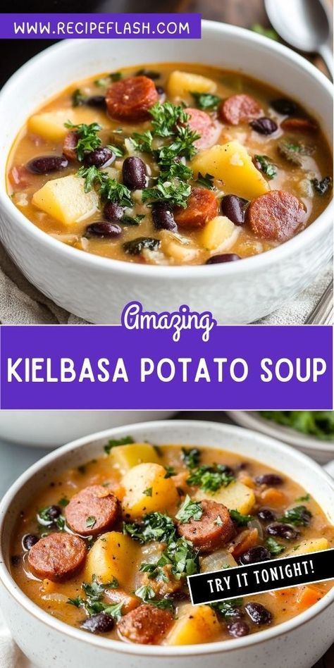 Want to elevate your soup game with a unique twist? This Kielbasa Potato Soup Recipe offers a delightful blend of flavors that's sure to please! Benefit from quick preparation and hearty ingredients. Be sure to save this recipe for cozy nights in! Kielbasa Potato Soup, Polish Soup, Kielbasa Soup, Sausage Potato Soup, Sausage Potatoes, Hearty Soup, Potato Soup Recipe, Kielbasa, Hearty Soups