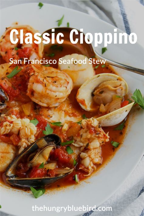 Italian Seafood Stew Cioppino Recipe, Chiopino Recipe Fish Stewed, Ciopinno Seafood Stew Cioppino Recipe, Ciapinno Recipe, Ciopinno Recipe, Ciopinno Seafood Stew Easy, Chapino Recipe, Chiopino Recipe, Cioppino Recipe Best