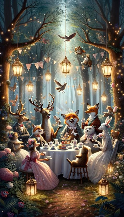 Forest Artwork, Woodland Animal Art, Forest Drawing, Whimsical Woodland, The Enchanted Forest, Forest Light, Forest Print, Forest Creatures, Woodland Christmas