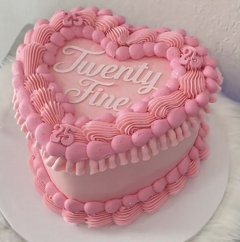 20 Fine Birthday Cake, 21 With No Kids Cake, Twenty Fine Cakes, 21st Birthday Party Food, Cake Hbd, 29th Birthday Cakes, Twenty Fine, Heart Shaped Birthday Cake, Heart Cake Design