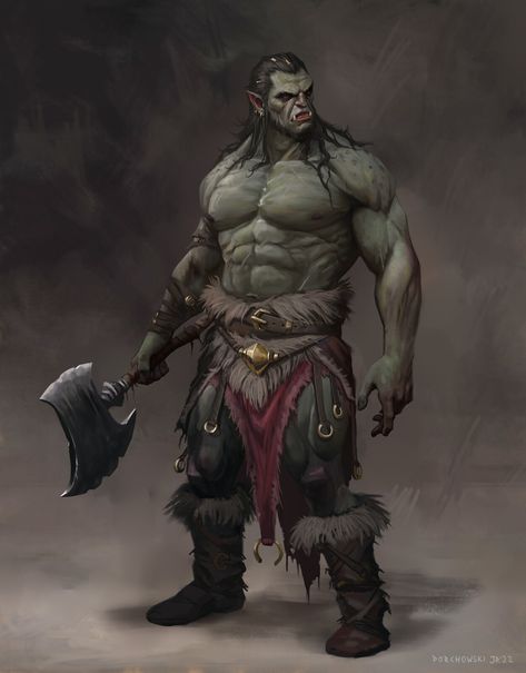 Half Orc Barbarian, Dnd Orc, Barbarian Dnd, Half Orc, Orc Warrior, Epic Characters, Fantasy Races, Dungeons And Dragons Characters, Dnd Art