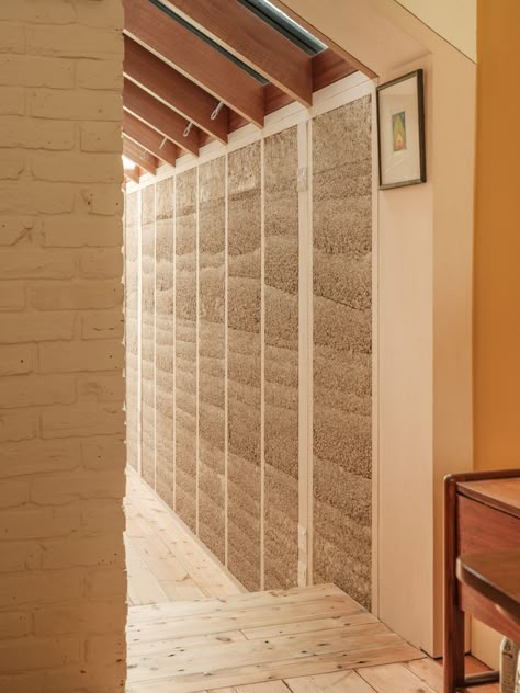 Hempcrete Furniture, Plaster Walls Interior, Rough Textured Walls, London Kitchen, Stone Architecture, Victorian Home, London House, Green Architecture, Eco House