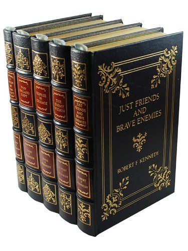 The Works of John F. Kennedy and Robert F. Kennedy (Easton Press Leather Bound 5 Volume Set) A magnificent leather bound heirloom set that would make a wonderful addition to your library. Easton Press, Norwalk, CT. 1992 "The Works of John F. Kennedy and Robert F. Kennedy". A rare collection of 5 leather bound volumes published simultaneously. Book Maps, Books Antique, Vintage Leather Books, Spine Book, Best Books For Men, Binding Book, Novel Books, Old Prints, Vintage Vegas