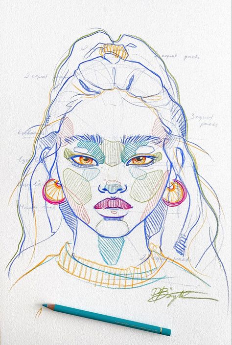 Face Illustration Sketch, Self Portrait Ideas Drawing, Sydney Painting, Portret Drawing, Portret Art, Color Line Art, Drawing Sunset, Polina Bright, Self Portrait Drawing