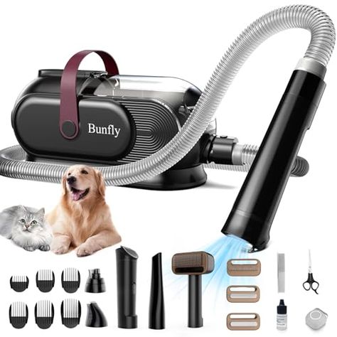 Bunfly Dog Grooming Kit & Dog Hair Vacuum, 3.5L Capacity Pet Grooming Vacuum with 13000kpa Strong Grooming & Vacuum Suction 99% Pet Hair,17 Grooming Tools Shedding Pet Hair, Home Cleaning -Black Dog Hair Vacuum, Pet Vacuum, Pet Grooming Tools, Work Space Decor, Tool Sheds, Pet Care Tips, Vacuum Suction, Home Cleaning, Grooming Kit