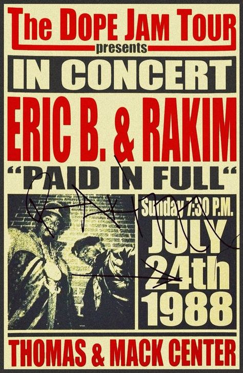 Hip Hop Concert, Eric B And Rakim, Concert Flyers, Rap Concert, Classic Hip Hop, Hip Hop Classics, Hip Hop Poster, Concert Flyer, Hip Hop Party